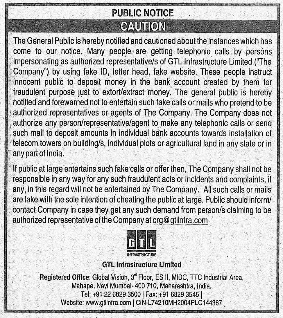 Public notice ad released on 16 may 2019